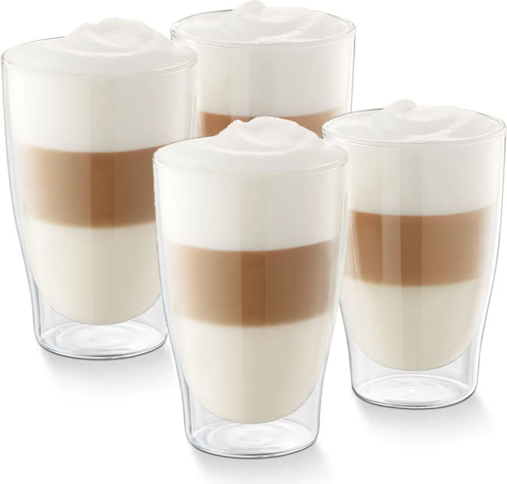 Tchibo 4er Latte Macchiato Gläser, Doppelwandig, Modernes Design, Heiß Und Kalt 4 Tchibo 4er Latte Macchiato Gläser, Doppelwandig, Modernes Design, Heiß Und Kalt – Bild 2