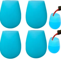 6er Set 200ml Unzerbrechlich Blau Silikon Biergläser Whisky GläSer Wein Becher Stammlos Weinbecher Tasse