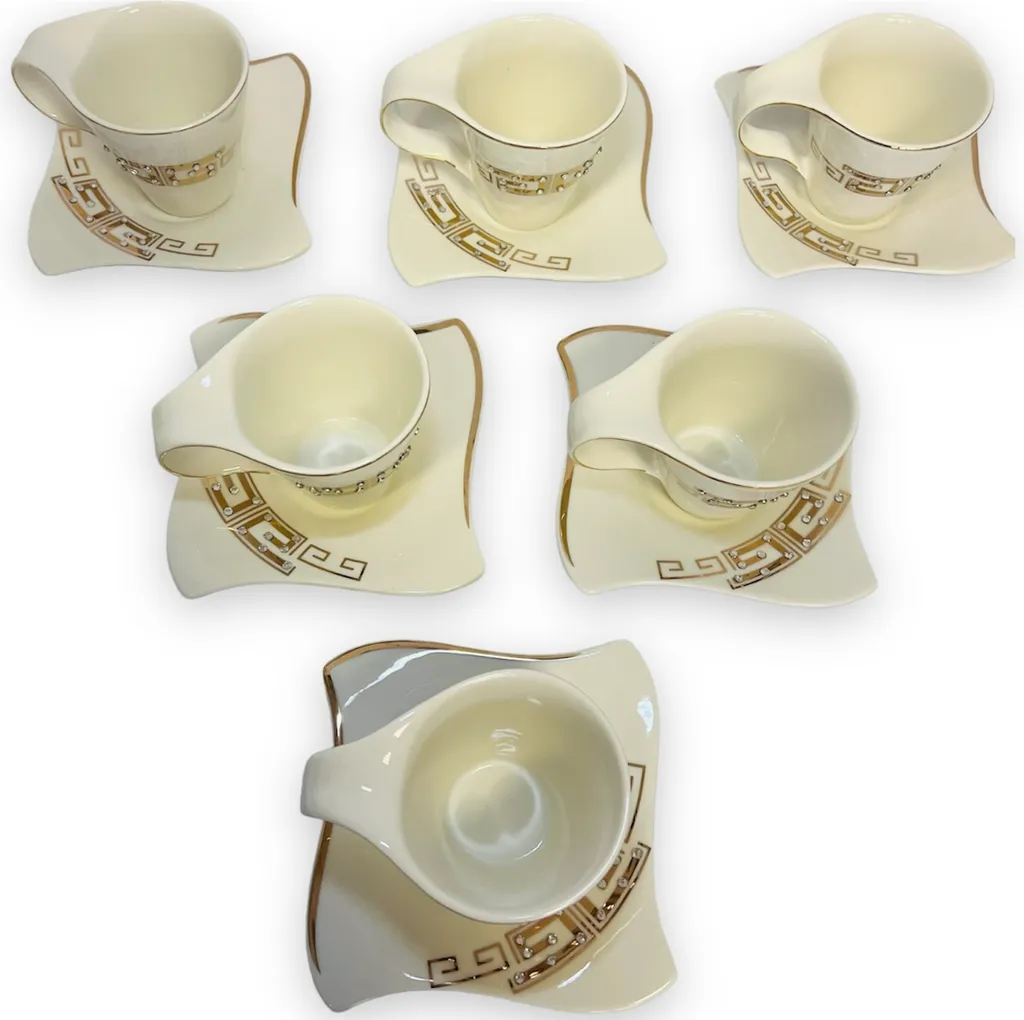 12-teiliges Medusa Mäander Kaffeeservice Mit Goldschliff Kaffeetassen Für 6 Personen 6 Tassen + 6 Untertassen Weiß-Gold Genießen Servieren Kaffee 6 12-teiliges Medusa Mäander Kaffeeservice Mit Goldschliff Kaffeetassen Für 6 Personen 6 Tassen + 6 Untertassen Weiß-Gold Genießen Servieren Kaffee – Bild 4