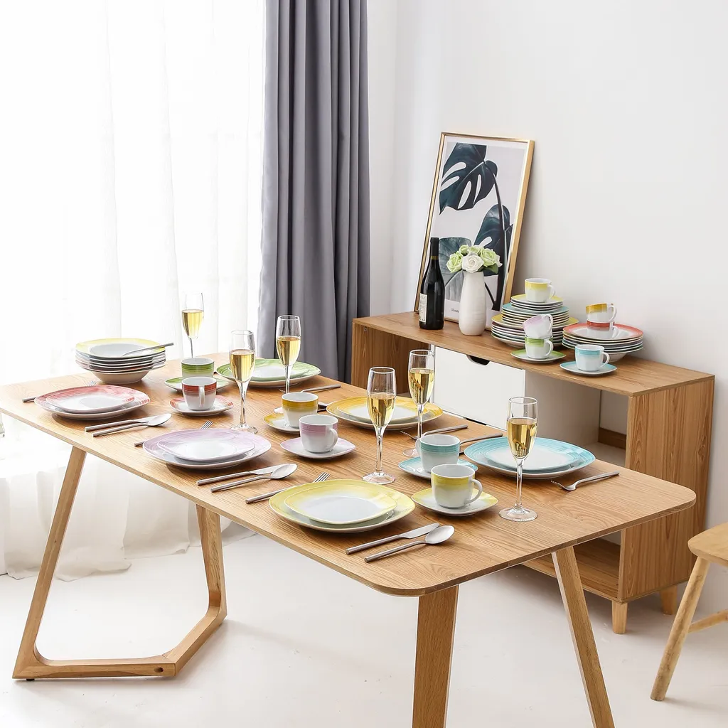 VEWEET Tafelservice 'SPARK' Aus Porzellan, 60-tlg Kombiservice, Kaffeetassen, Untertasse, Dessertteller, Speiseteller Und Suppenteller, Komplettservice Für 12 Personen 12 VEWEET Tafelservice 'SPARK' Aus Porzellan, 60-tlg Kombiservice, Kaffeetassen, Untertasse, Dessertteller, Speiseteller Und Suppenteller, Komplettservice Für 12 Personen – Bild 10