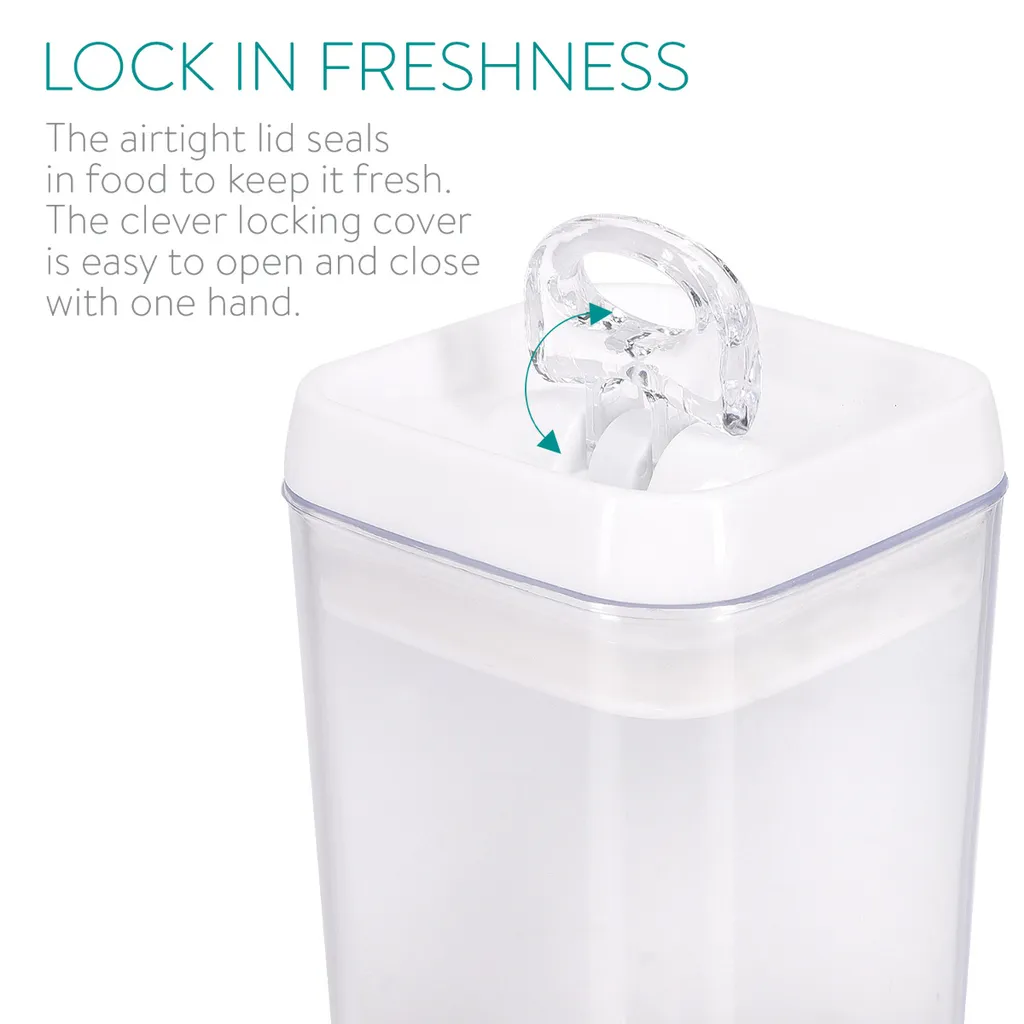 Navaris Vorratsdosen Behälter Set Für Lebensmittel - 5x Aufbewahrung Für Mehl Zucker Nudeln Cornflakes Müsli Reis - Aufbewahrungsboxen Stapelbar 4 Navaris Vorratsdosen Behälter Set Für Lebensmittel - 5x Aufbewahrung Für Mehl Zucker Nudeln Cornflakes Müsli Reis - Aufbewahrungsboxen Stapelbar – Bild 2