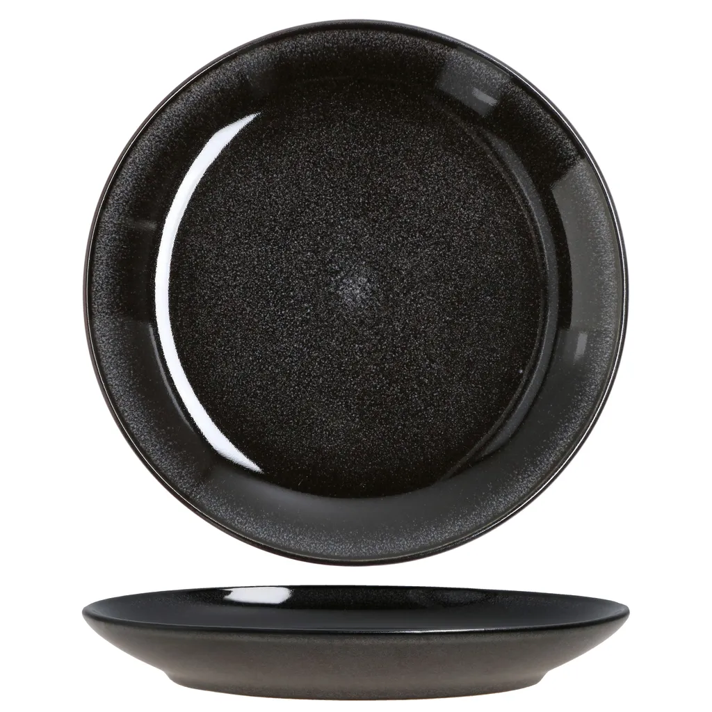 18tlg. Kaffeeservice Reactive Glaze Grey Black Steingut Teller Tasse Schwarz 4 18tlg. Kaffeeservice Reactive Glaze Grey Black Steingut Teller Tasse Schwarz – Bild 2