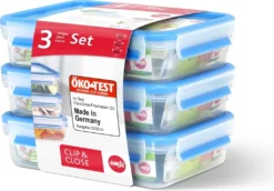 Emsa Frischhaltedose CLIP & CLOSE 3er Set 1,20 Liter Blau -Kuechengeschirr a7aa7877f714d057b91f5121733d03e2