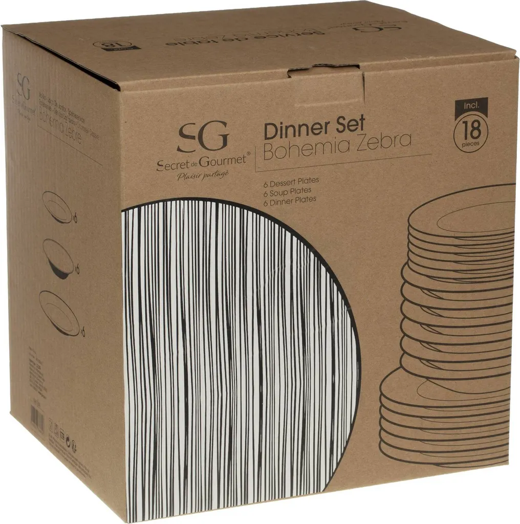 Teller-Set BOHEMIA ZEBRE, 18-teilig 4 Teller-Set BOHEMIA ZEBRE, 18-teilig – Bild 2