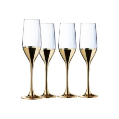 CreaTable 23462 Golden Days Sektglas 170 Ml, Klar (4er Pack)