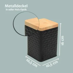 2er Set Metall Vorratsdose Mit Deckel 16x10,5x10,5cm - Schwarz -Kuechengeschirr b0676e54b4e30091e1b33c30cea3742a