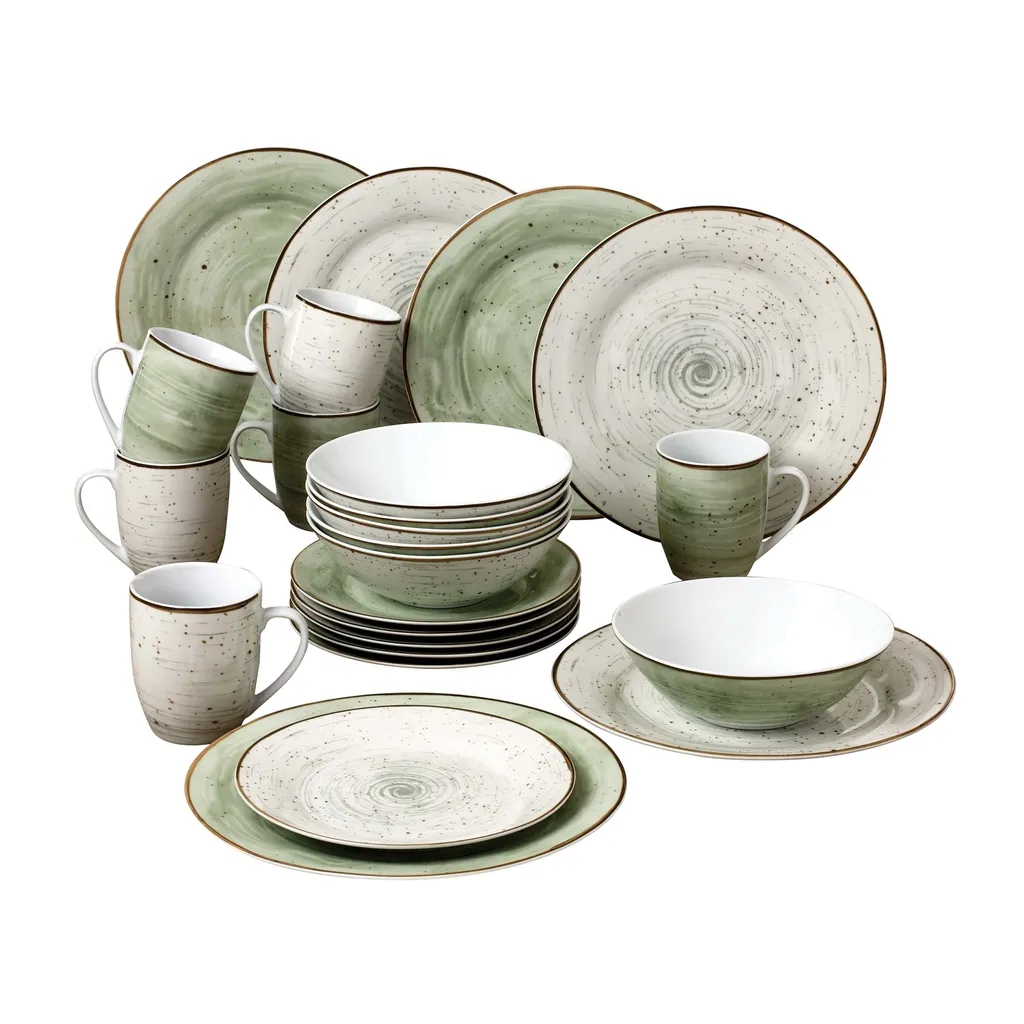 WELLCO Kombiservice Pur 24teilig Grün/grau 3 WELLCO Kombiservice Pur 24teilig Grün/grau