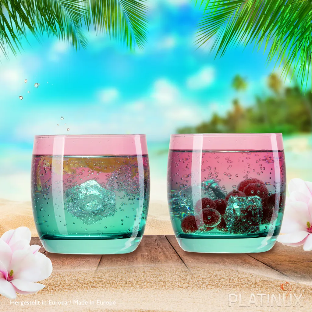 Trinkgläser Rosa-Türkis Aus Glas Bunt Set 6 Stück 200ml (max.320ml) Wassergläser 4 Trinkgläser Rosa-Türkis Aus Glas Bunt Set 6 Stück 200ml (max.320ml) Wassergläser – Bild 2