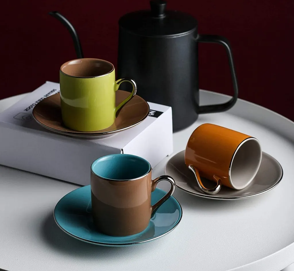 Artvigor, Porzellan Kaffeeservice, Bunt 12 Teilig Kaffee Set, Mit 6 Espressotassen 80 Ml, 6 Untertassen, Mehrfarbig 5 Artvigor, Porzellan Kaffeeservice, Bunt 12 Teilig Kaffee Set, Mit 6 Espressotassen 80 Ml, 6 Untertassen, Mehrfarbig – Bild 3