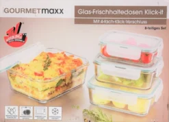 GOURMETmaxx Glas-Frischhaltedosen Klick-it 8-tlg. Frischhaltedosen 4er Set Glas Klick-It Gefrierdosen Lunchbox Brotdose Mikrowelle -Kuechengeschirr b73d19f2f974fc6da6603d92a4eeebc1