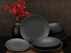 CreaTable 23211 Tafelservice Elements Collection Vesuvio Black Für 4 Personen, Steinzeug, Schwarz/grau (1 Set, 12-teilig) 25 CreaTable 23211 Tafelservice Elements Collection Vesuvio Black Für 4 Personen, Steinzeug, Schwarz/grau (1 Set, 12-teilig) -Kuechengeschirr b913e4c96ca645a30d0218b80fb30e64