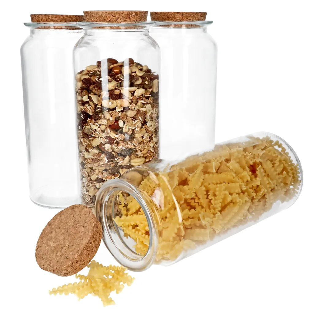 4er Set Vorratsglas Mit Kork-Deckel 1,9L Bonbons Aufbewahrungs-Behälter Dose 4 4er Set Vorratsglas Mit Kork-Deckel 1,9L Bonbons Aufbewahrungs-Behälter Dose – Bild 2