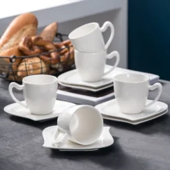 MALACASA, Serie Elvira, 36 Teilig Cremeweiß Porzellan Geschirrset Tafelservice Kaffeeservice Mit Tassen, Untertassen, Dessertteller Für 12 Person -Kuechengeschirr c241bc1a80e7f4fcf8170e6b85f0e26a