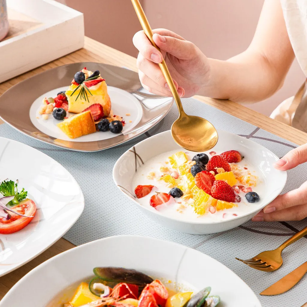 VEWEET Tafelservice 'Nikita' Aus Porzellan, 24 Teilig Geschirrset Beinhatlet Müslischalen, Dessertteller, Speiseteller Und Suppenteller, Geschirrservice Für 6 Personen 9 VEWEET Tafelservice 'Nikita' Aus Porzellan, 24 Teilig Geschirrset Beinhatlet Müslischalen, Dessertteller, Speiseteller Und Suppenteller, Geschirrservice Für 6 Personen – Bild 7