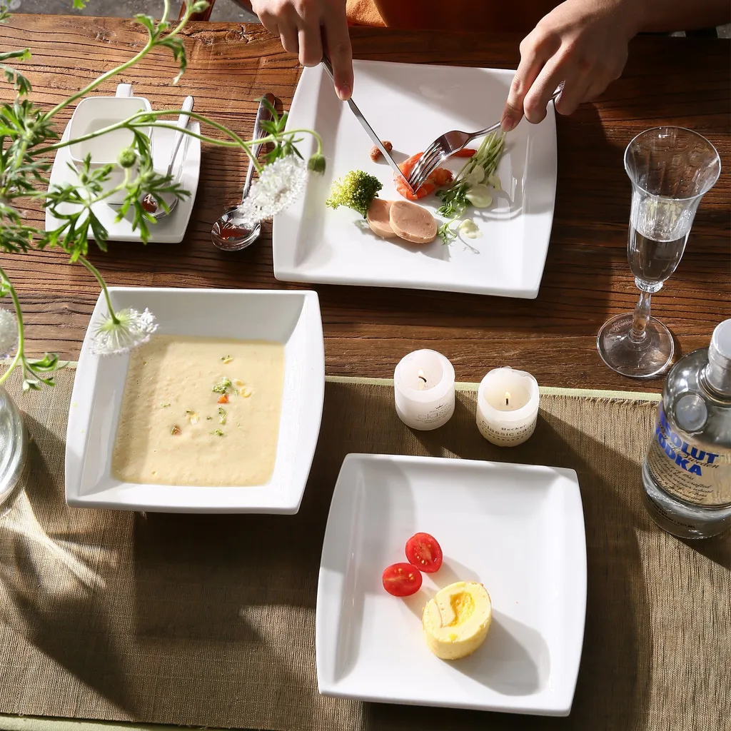 MALACASA 32 Tlg. Kombiservice, Serie BLANCE Cremeweiß Porzellan Geschirrset Mit Servierplatte 10 MALACASA 32 Tlg. Kombiservice, Serie BLANCE Cremeweiß Porzellan Geschirrset Mit Servierplatte – Bild 8