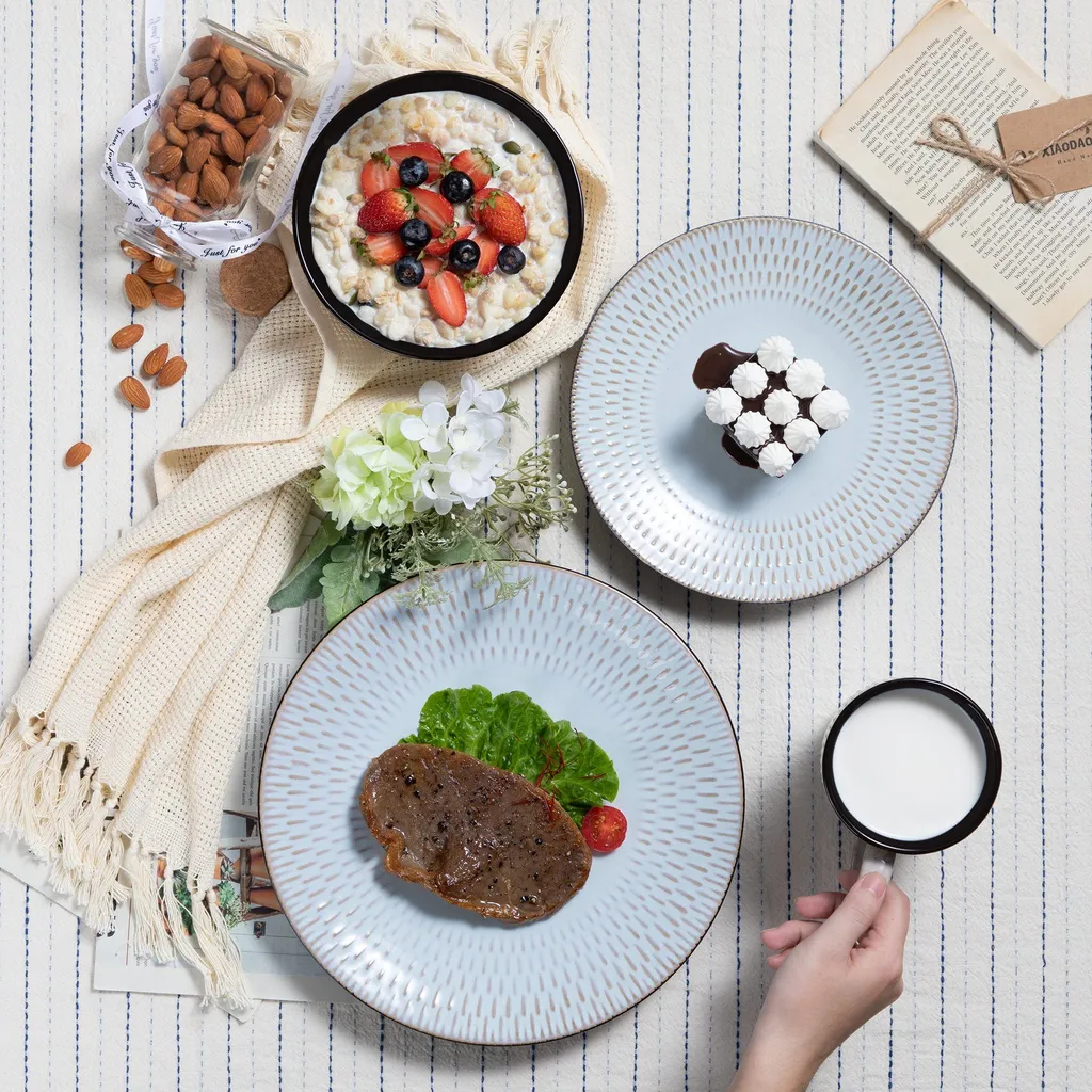 Kombiservice Steinzeug, Vancasso PLUVO Tafelservice, 16-teiliges Ess Geschirrset Mit Je 4 Speisetellern, Kuchentellern, Schalen Und Tassen Für 4 Personen 6 Kombiservice Steinzeug, Vancasso PLUVO Tafelservice, 16-teiliges Ess Geschirrset Mit Je 4 Speisetellern, Kuchentellern, Schalen Und Tassen Für 4 Personen – Bild 4