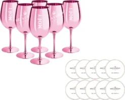 Moët & Chandon Rosé Champagnergläser In Glänzendem Rosa Inkl. Untersetzer
