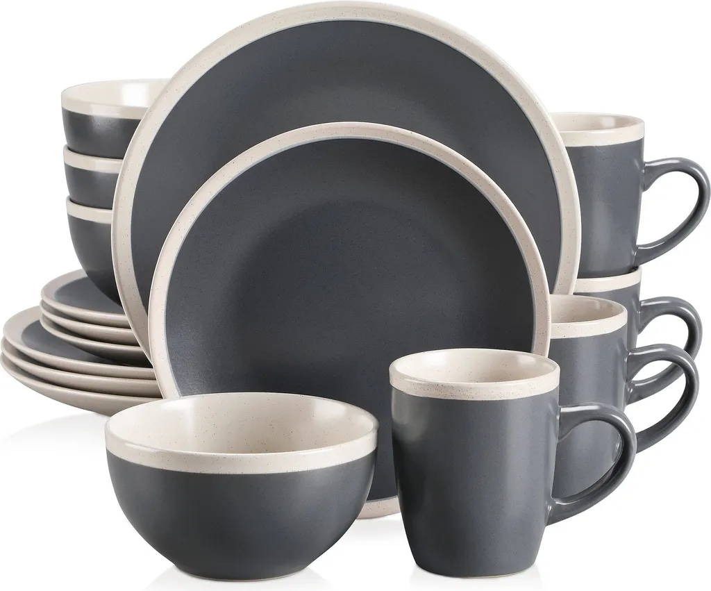 Tafelservice, Vancasso SEESAMI 16-teiliges Kombiservice Aus Steinzeug, Geschirrset Im Modernen Aussehen Für 4 Personen 3 Tafelservice, Vancasso SEESAMI 16-teiliges Kombiservice Aus Steinzeug, Geschirrset Im Modernen Aussehen Für 4 Personen