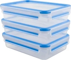 Emsa Frischhaltedose CLIP & CLOSE 3er Set 1,20 Liter Blau -Kuechengeschirr cbcbd0366d2865584cf76c385f199070