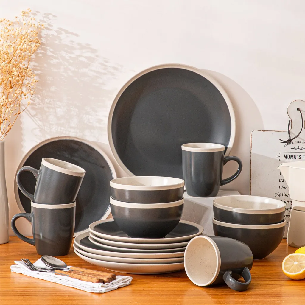 Tafelservice, Vancasso SEESAMI 16-teiliges Kombiservice Aus Steinzeug, Geschirrset Im Modernen Aussehen Für 4 Personen 10 Tafelservice, Vancasso SEESAMI 16-teiliges Kombiservice Aus Steinzeug, Geschirrset Im Modernen Aussehen Für 4 Personen – Bild 8