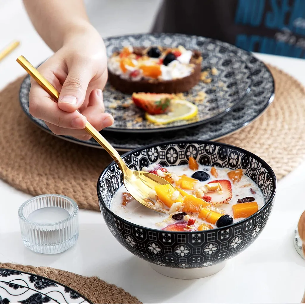 Vancasso, Haruka Porzellan Geschirrservice, 32-teilig Rund Kombiservice Geschirrset Tafelservice Für 8 Personen, Schwarz 8 Vancasso, Haruka Porzellan Geschirrservice, 32-teilig Rund Kombiservice Geschirrset Tafelservice Für 8 Personen, Schwarz – Bild 6