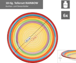Tellerset Rainbow 18-tlg. 6 Personen Steingut Tafelservice Dessertteller Speiseteller Suppenteller 9 Tellerset Rainbow 18-tlg. 6 Personen Steingut Tafelservice Dessertteller Speiseteller Suppenteller -Kuechengeschirr d50b7fff6cb89435fc93edcd18be9c52
