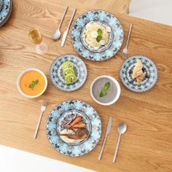 Tafelservice VEWEET, 18 Teiliges Geschirrset Aus Porzellan, AUDRIE Serie, Mit Je 6 Müslischale, Dessertteller Und Flachteller Für 6 Personen -Kuechengeschirr d57aa9870a5beb1c520644fa04eb3878