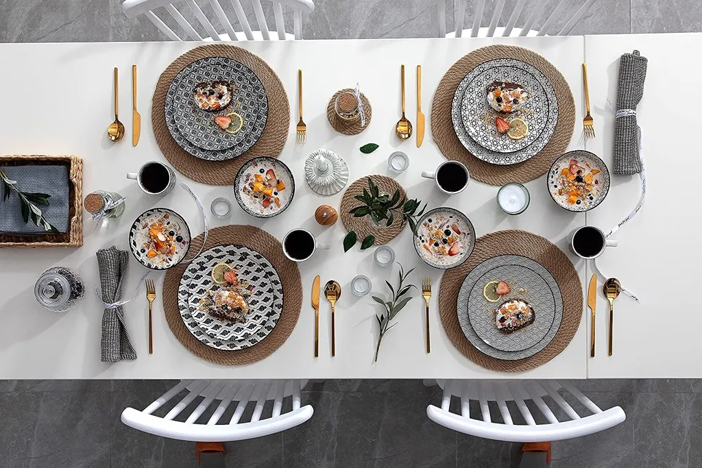 Vancasso, Haruka Porzellan Geschirrservice, 32-teilig Rund Kombiservice Geschirrset Tafelservice Für 8 Personen, Schwarz 9 Vancasso, Haruka Porzellan Geschirrservice, 32-teilig Rund Kombiservice Geschirrset Tafelservice Für 8 Personen, Schwarz – Bild 7