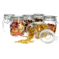 6er Set Vorratsgläser Foody 1L Aufbewahrungsglas Vorratsdosen Bügelverschluss