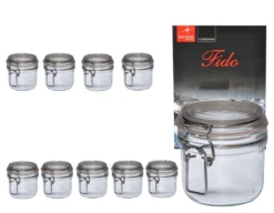 10er Set Einmachglas Bügelverschluss Original Fido 0,2L Incl. Bormioli Rezeptheft