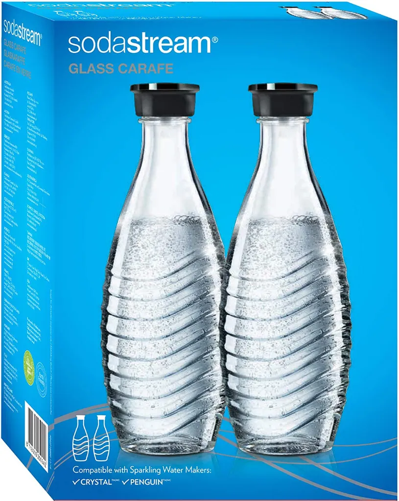 SodaStream Glaskaraffe Duo Pack Mit Schwarzem Deckel 2 Stück Je 600ml 3 SodaStream Glaskaraffe Duo Pack Mit Schwarzem Deckel 2 Stück Je 600ml