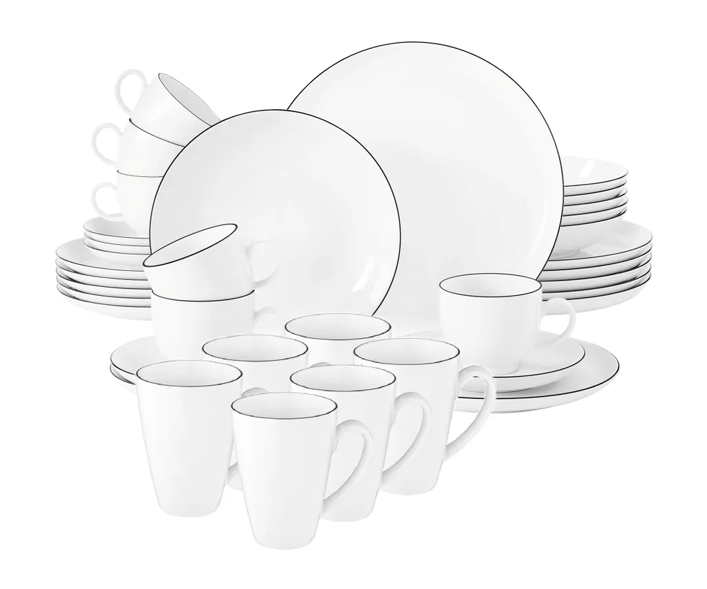 Seltmann Weiden Black Line 36 Tlg. Tafelservice Weiß Schwarz Modern Porzellan 6 Seltmann Weiden Black Line 36 Tlg. Tafelservice Weiß Schwarz Modern Porzellan – Bild 4