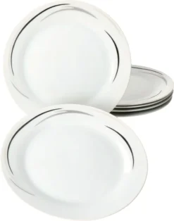 Van Well 18tlg. Kaffee-Service Home Für 6 Personen I 6x Tasse 180ml, 6x Untertasse + 6x Kuchenteller I Porzellan-Geschirr Mit Streifen In Grau, Schwarz & Creme I Kaffeepott, Dessert-Teller -Kuechengeschirr dbeb9a2d201adc8566706dd0911f7c38