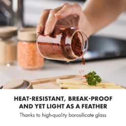 Klarstein Glaswerk Cassia Gewürzgläser Vorratsgläser Gewürzgläserset , 6 X 130 Ml , Borosilikatglas , Deckel Aus Akazienholz , Stapelbares Design , Luftdichte Aufbewahrung 12 Klarstein Glaswerk Cassia Gewürzgläser Vorratsgläser Gewürzgläserset , 6 X 130 Ml , Borosilikatglas , Deckel Aus Akazienholz , Stapelbares Design , Luftdichte Aufbewahrung -Kuechengeschirr dd908307388975b9f7f6b27736388842