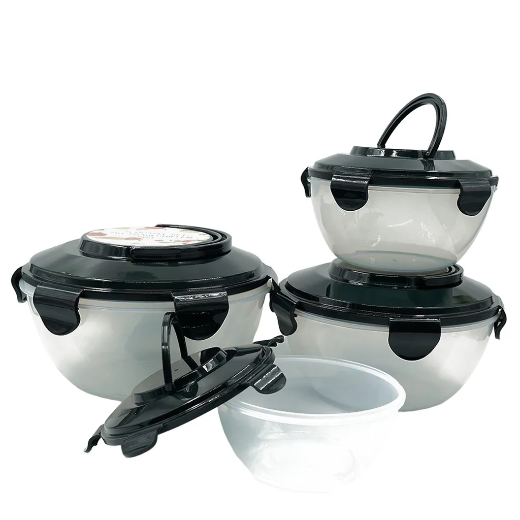 PLENTYFY Vorratsdosen 8 Teilig - Vorratsdosen Set Rund Mit Deckel Vorratsbehälter - Schwarz Luftdicht & Auslaufsicher Vorratsgläser Set Salatschüssel Mit Tragegriff 3 PLENTYFY Vorratsdosen 8 Teilig - Vorratsdosen Set Rund Mit Deckel Vorratsbehälter - Schwarz Luftdicht & Auslaufsicher Vorratsgläser Set Salatschüssel Mit Tragegriff