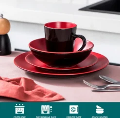 Vancasso Tafelservice Steinzeug, Allegro 16 Teiliges Essgeschirr Kombiservice, Handbemaltes Geschirrset Für 4 Personen, Vintage Rot -Kuechengeschirr deee72a0b90b8b5ffad7914fffa5a8f3