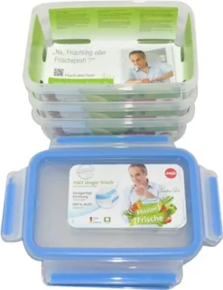 Emsa Clip & Close Frischhaltedosen 3er-Set á 0,55 L, Blau -Kuechengeschirr e63c5cd2076f7f879d542eb39406d2ea