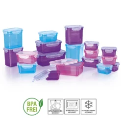 GOURMETmaxx Frischhaltedosen Klick-it, 36-teilig Frischhaltedosen Set Klick-It Gefrierdosen Lunchbox Mikrowelle Brotdose 18 Stück -Kuechengeschirr e7c4f16a6dcc20bfe80570d064be0297