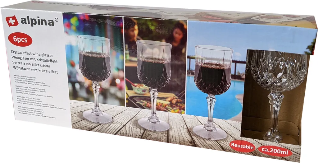6er Set Kunststoff Weingläser Kristalleffekt 200ml / Ø7x16,5cm 4 6er Set Kunststoff Weingläser Kristalleffekt 200ml / Ø7x16,5cm – Bild 2