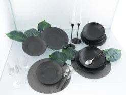 CreaTable 23205 Tafelservice Elements Collection Lava Stone Für 4 Personen, Steinzeug, Schwarz/grau (1 Set, 12-teilig) -Kuechengeschirr e8cc7f4ec7584f39438a2e51d22b872e