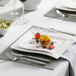 MALACASA, Serie Flora, 26 Tlg. Cremeweiß Porzellan Geschirrset Kombiservice Tafelservice Mit 6 Schalen, 6 Dessertteller, 6 Suppenteller, 6 Speiseteller Und 2 Rechteckigen Platten -Kuechengeschirr e8e5d2da7d82f82da5b51c55e64230e4