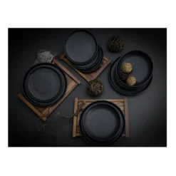 CreaTable 23861 Tafelservice Uno Für 4 Personen, Steinzeug, Schwarz (1 Set, 12-teilig) -Kuechengeschirr e98f5a0b45c9034ad383543d9331a3fe