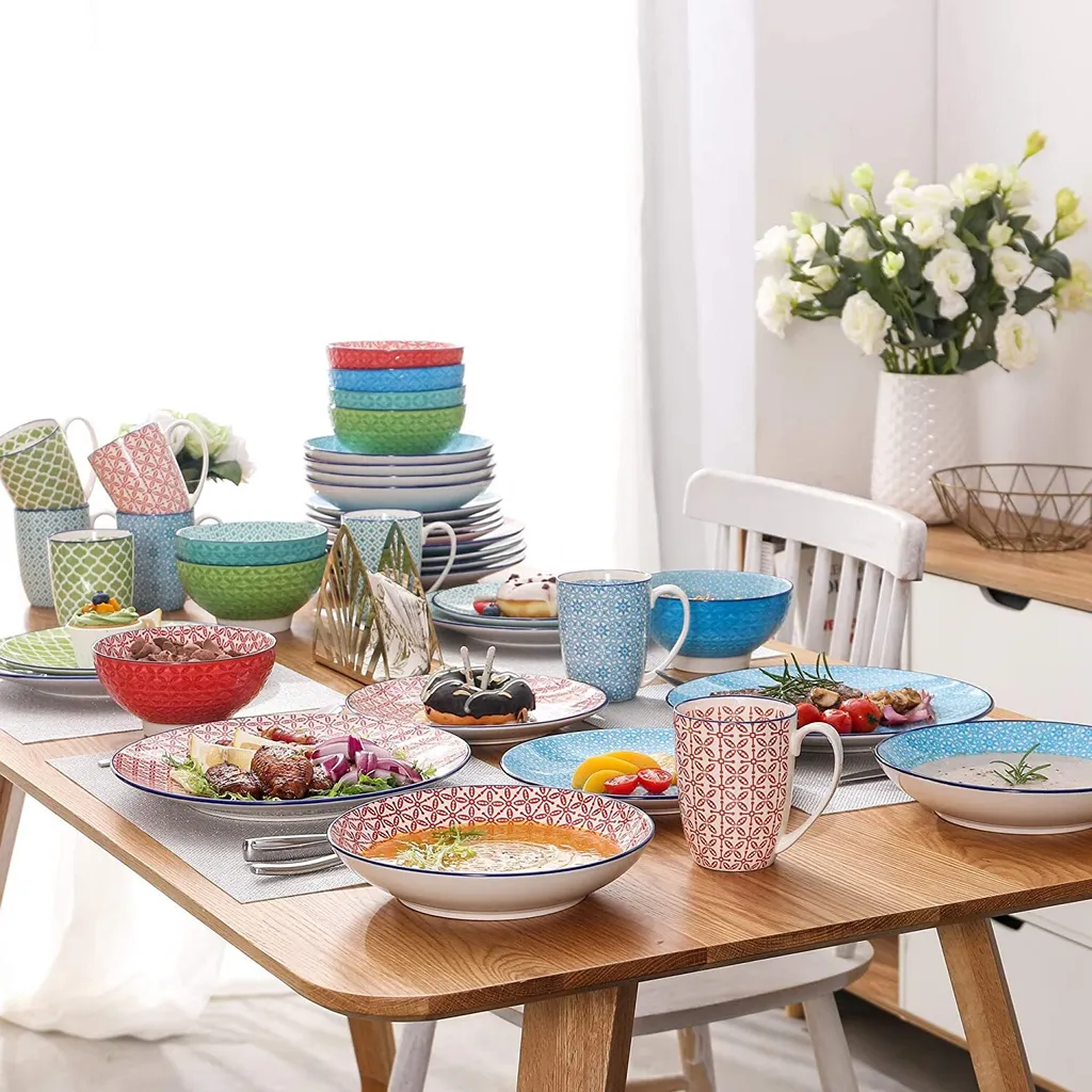 Kombiservice Porzellan, Vancasso Tafelservice Bunt, MACARON 40 Teilig Geschirrset, Mit Je 8 Speiseteller, Dessertteller, Müslischalen, Suppenteller Und Kaffeebecher Für 8 Personen 10 Kombiservice Porzellan, Vancasso Tafelservice Bunt, MACARON 40 Teilig Geschirrset, Mit Je 8 Speiseteller, Dessertteller, Müslischalen, Suppenteller Und Kaffeebecher Für 8 Personen – Bild 8