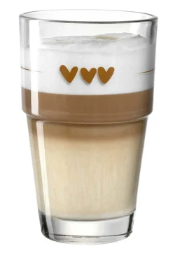 LEONARDO 043467 Solo Latte Macchiato Becher Mit Motiv Herzen, Glas, 410 Ml, Klar -Kuechengeschirr ec61fef1c6750c2aebb7615c9eb3d791