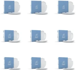 FIFTYEIGHT Kombi-Service 30-tlg. - Tassen + Teller (mit Biss) + Hochwertige Tischsets -Kuechengeschirr ee380a2f34e40f4c5575a5b3e6385c10