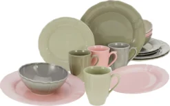 CreaTable 23819 Kombiservice Flora Colors Für 4 Personen, Porzellan, Mehrfarbig (1 Set, 16-teilig)