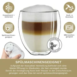 Creano Doppelwandige Gläser 400ml „DG-Bauchig“, 4er Set, Großes Thermoglas Doppelwandig Aus Borosilikatglas, Kaffeegläser, Teegläser, Latte Gläser, Doppelwandgläser -Kuechengeschirr f21f88c5ee2986d8bb2d24085fd71ce5