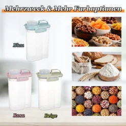 Vorratsdosen 2L Müslidosen Mit Messbecher BPA-frei Luftdicht Müsli Schüttdose Mit Deckel Kunststoff Vorratsbehälter Küche Aufbewahrungsbox Für Mehl Getreide Reis (Blau) -Kuechengeschirr f22c10797e95b28391fc1172d3b13cf9