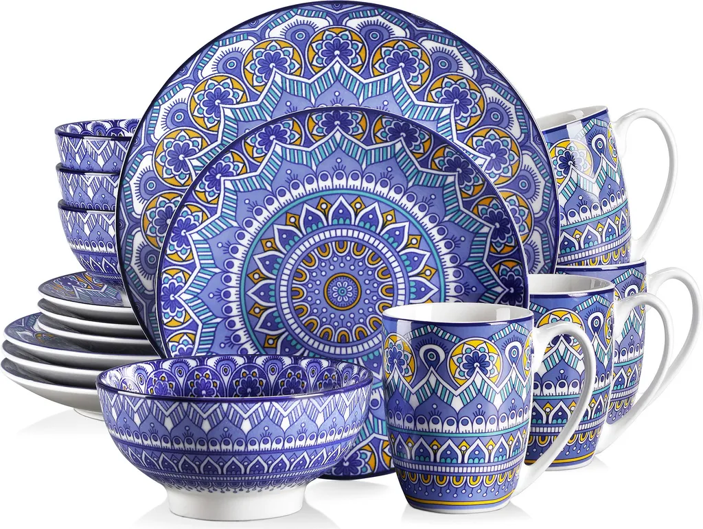 Vancasso Tafelservice Porzellan, Mandala 16 Teiliges Essgeschirr Kombiservice, Handbemaltes Geschirrset Für 4 Personen, Böhmischer Stil 3 Vancasso Tafelservice Porzellan, Mandala 16 Teiliges Essgeschirr Kombiservice, Handbemaltes Geschirrset Für 4 Personen, Böhmischer Stil