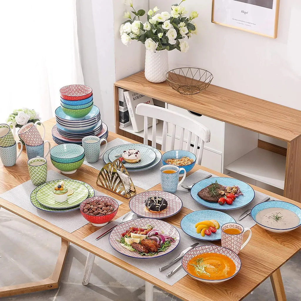 Kombiservice Porzellan, Vancasso Tafelservice Bunt, MACARON 40 Teilig Geschirrset, Mit Je 8 Speiseteller, Dessertteller, Müslischalen, Suppenteller Und Kaffeebecher Für 8 Personen 9 Kombiservice Porzellan, Vancasso Tafelservice Bunt, MACARON 40 Teilig Geschirrset, Mit Je 8 Speiseteller, Dessertteller, Müslischalen, Suppenteller Und Kaffeebecher Für 8 Personen – Bild 7